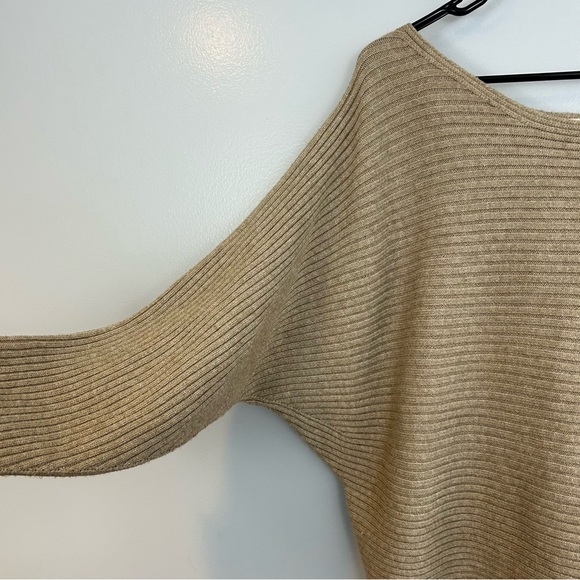 Anthropolgie Kendall Ribbed Cropped Light Brown Cozy Sweater Medium - Picture 3 of 11